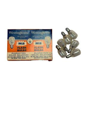 Vintage Westinghouse M2 Flash Bulbs Lot of 12 With Original Double Pack Box Colo